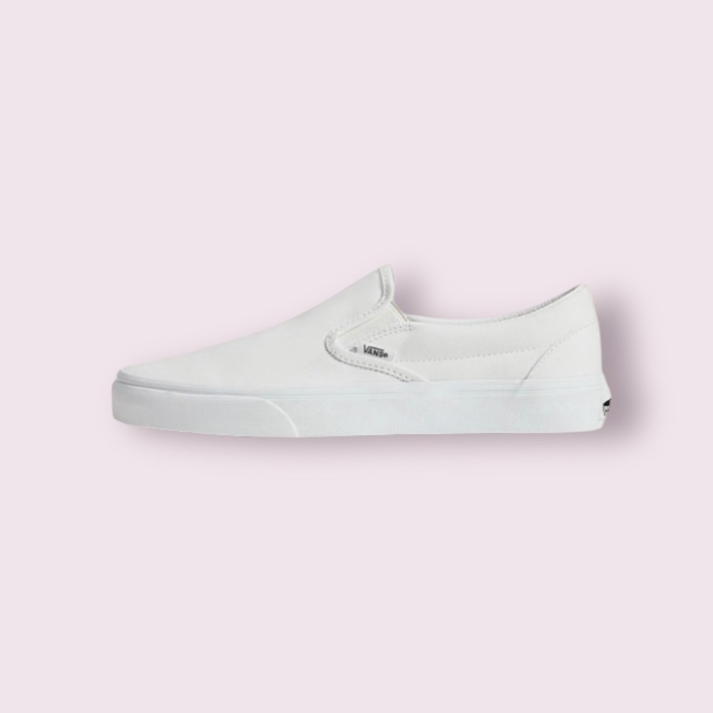Vans Slip-On Sneakers Casual Canvas‎ Shoes Classic Style White Women's